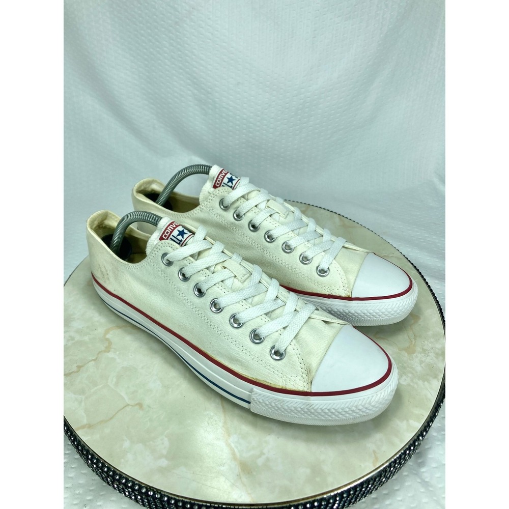 Converse Low Top Canvas Skater Sneakers Womens 11 Cream Streetwear Casual Shoes
